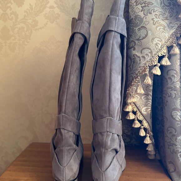TE CASAN NY Limited Edition Beige Suede Knee-High Boots Size EU 39/ US 8.5 - Picture 6 of 9
